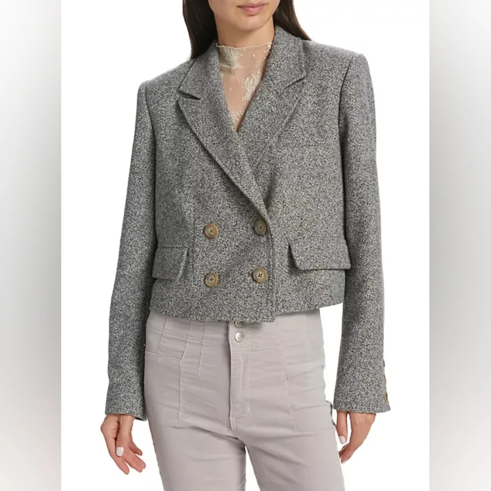 8. NWT FREE PEOPLE HERITAGE CROPPED BLAZER - Picture 3 of 7